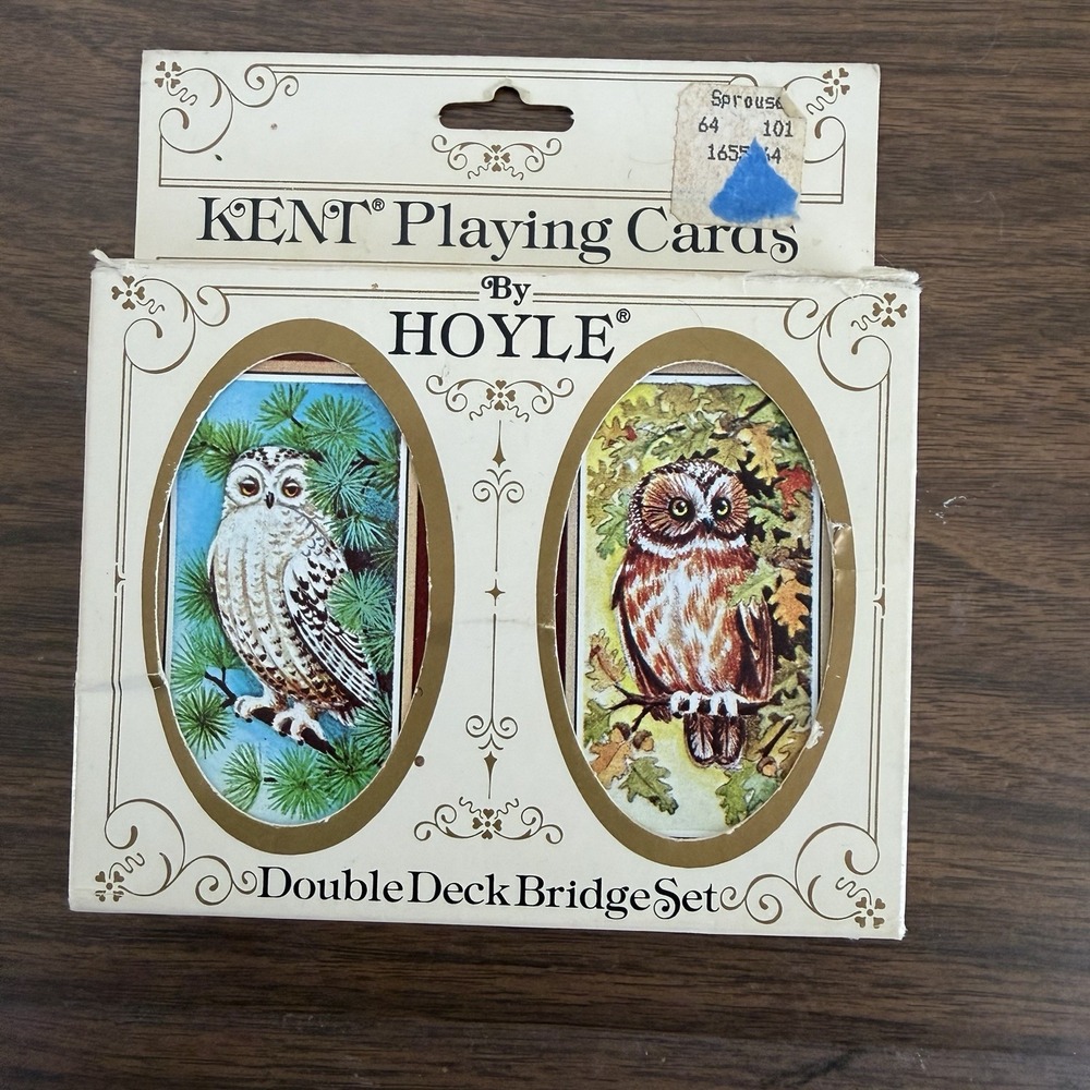 Vintage Owls Stardust KENT Playing Cards By HOYLE Double Deck Bridge Set USA 80s